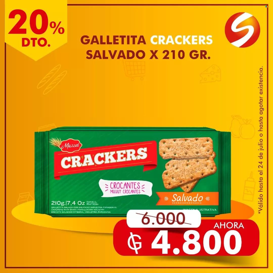 Folleto actual Salemma Supermercado - 22.7.2023 - 24.7.2023 - Ventas - durazno, galletas, crackers. Página 19.