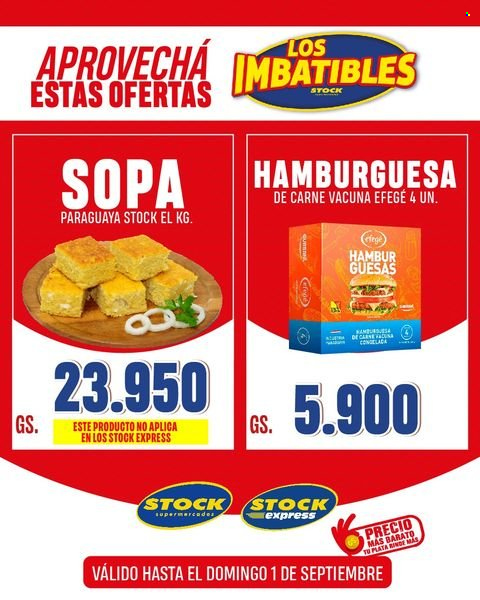 thumbnail - Folleto actual Supermercados Stock - 2.6.2024 - 1.9.2024 - Ventas - carne bovina, hamburguesa, durazno, sopa. Página 1.