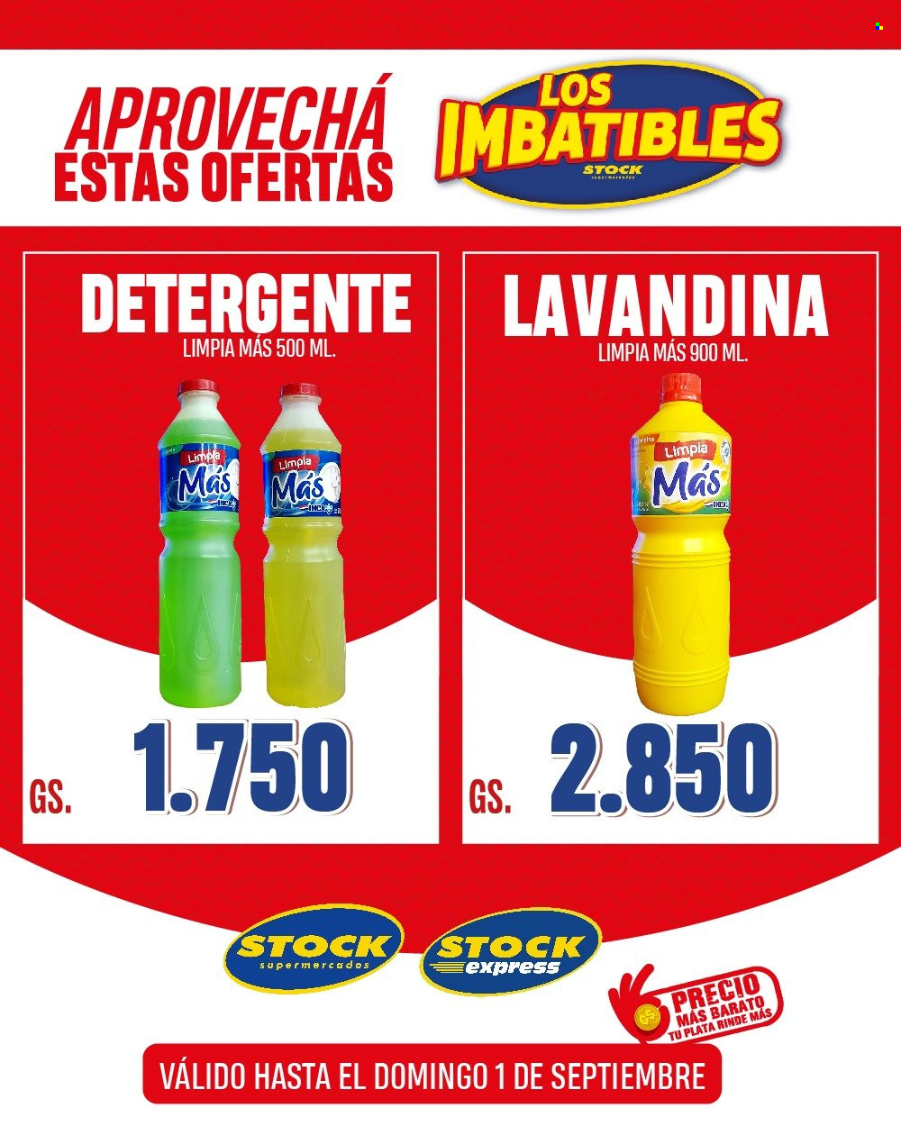 thumbnail - Folleto actual Supermercados Stock - 2.6.2024 - 1.9.2024 - Ventas - Rinde Más, detergente, lavandina. Página 5.