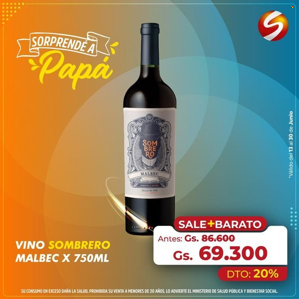 thumbnail - Folleto actual Salemma Supermercado - 13.6.2024 - 30.6.2024 - Ventas - bebida alcohólica, vino, Malbec, sombrero. Página 2.